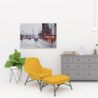 Street Scene with Cars Gray Office Canvas | Home Decor Art