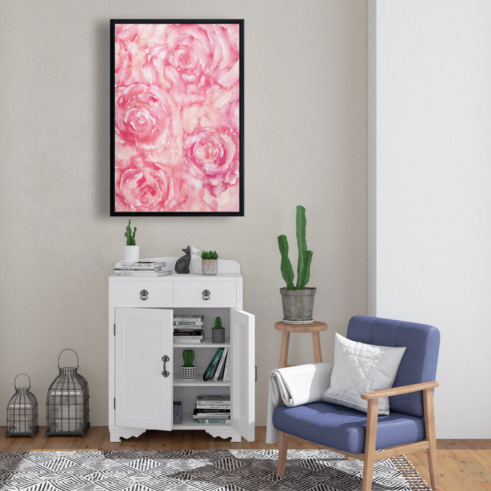 Roses in Watercolor | Pink Floral Bedroom Canvas Wall Art