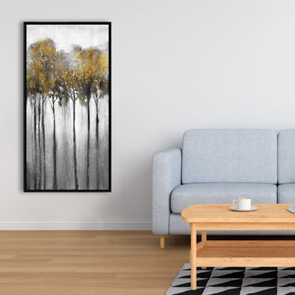 Forêt jaune abstraite | Toile de bureau avec arbres, décoration d'intérieur