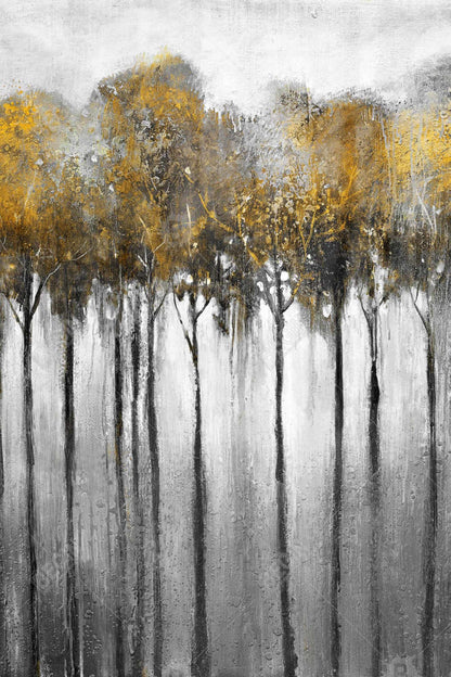 Abstract Yellow Forest | Gray Trees Magnetic Stick Canvas Decor