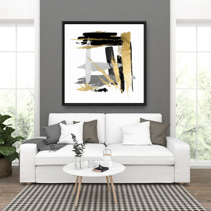 Brush Strokes Gray Abstract Canvas | Shapes Framed Wall Decor