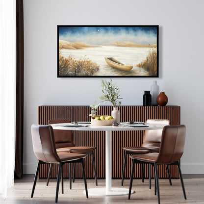 Toile encadrée représentant un bateau côtier – Décoration d'intérieur : Bateau dans un marais