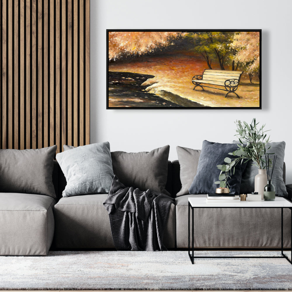 Toile encadrée Paysages bruns - Banc de parc par Fall Decor