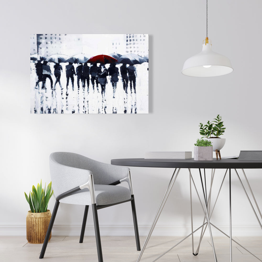 Silhouettes Walking in the Rain Canvas | Modern Bedroom Decor