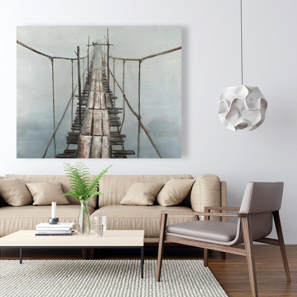 Old Abandoned Bridge Brown Canvas | Bedroom Wall Art Decor