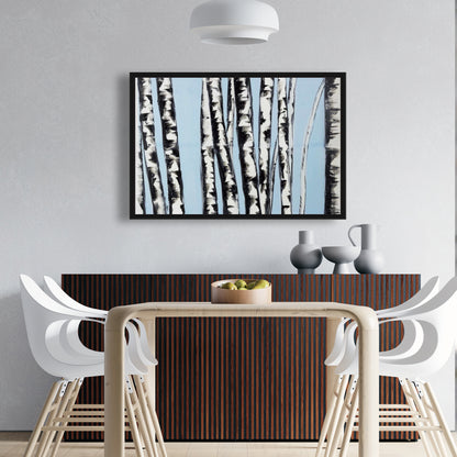 Bedroom Blue Landscapes Canvas | Pastel Birches Wall Art