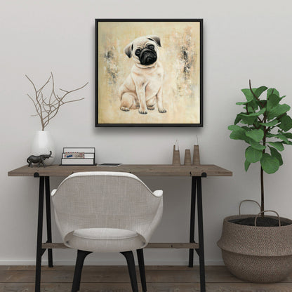 Small Pug Dog Canvas | Bedroom Animals Framed Wall Art Decor