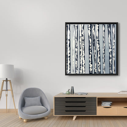 Office Trees Contemporary Framed Canvas - Small Birch Trees