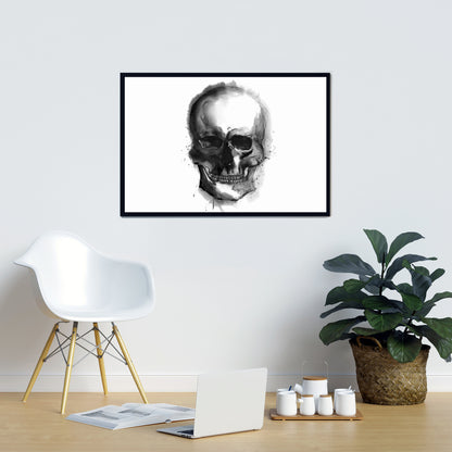 Watercolor Dark Skull Framed Canvas | Bedroom Home Decor