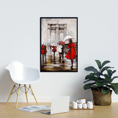Toile « Promenade sur le pont de Brooklyn » | Décoration d'intérieur encadrée