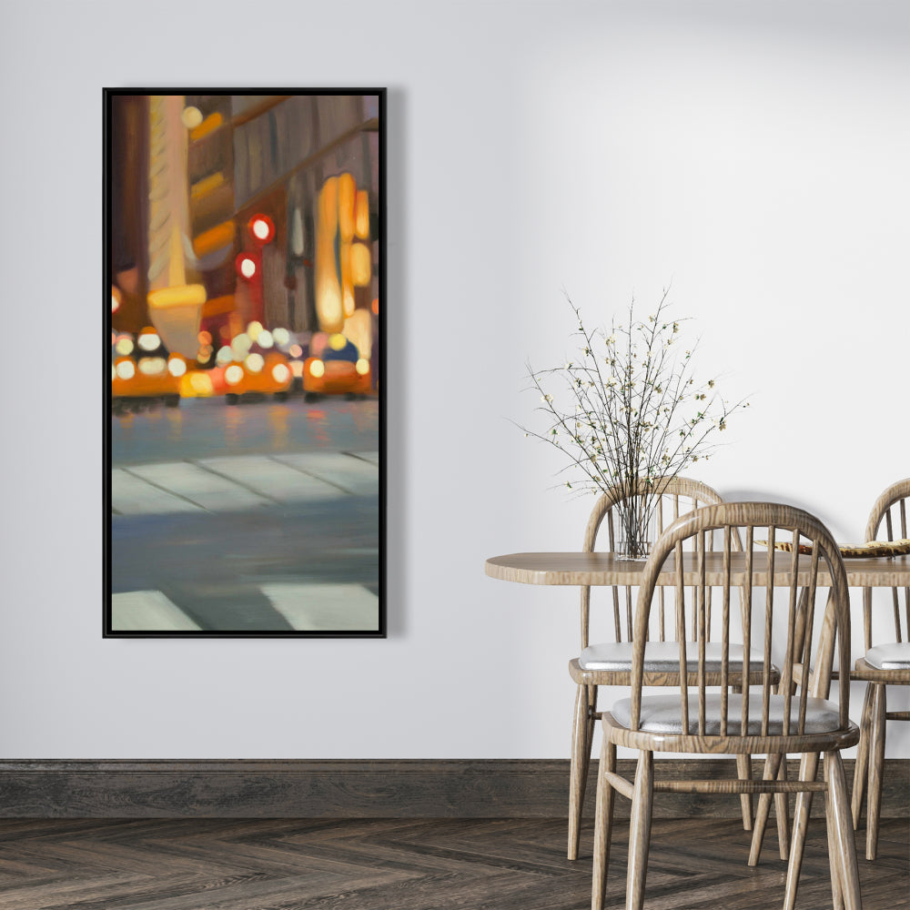 Blurred View of New York Framed Canvas | Living Room Decor