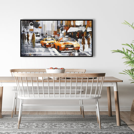 Abstract Citystreet Canvas | Yellow Taxis | Home Decor Art