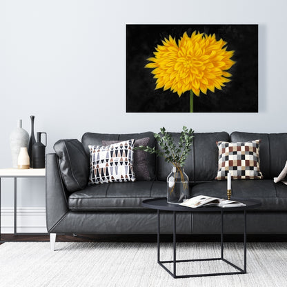 Toile chrysanthème jaune | Décoration de chambre florale et botanique