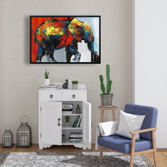 Toile représentant un éléphant d'Afrique bleu | Décoration murale abstraite et colorée
