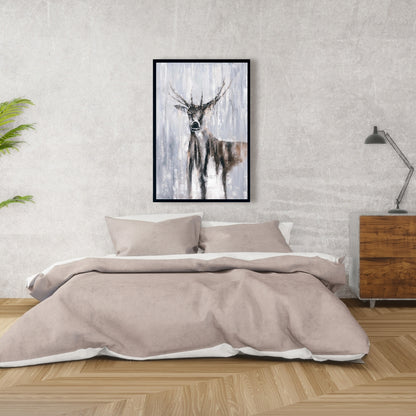 Toile encadrée « Cerf abstrait hivernal » | Décoration d'intérieur et de chambre