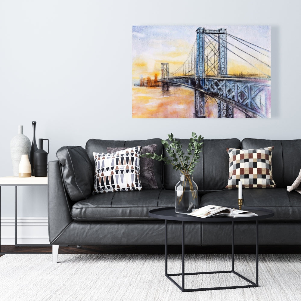 Abstract Brooklyn Bridge Canvas | Bedroom Wall Art Decor