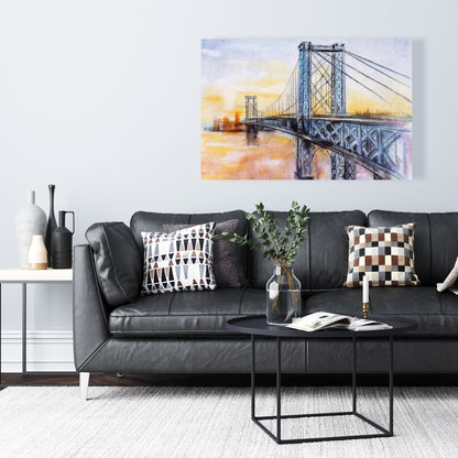 Abstract Brooklyn Bridge Canvas | Bedroom Wall Art Decor