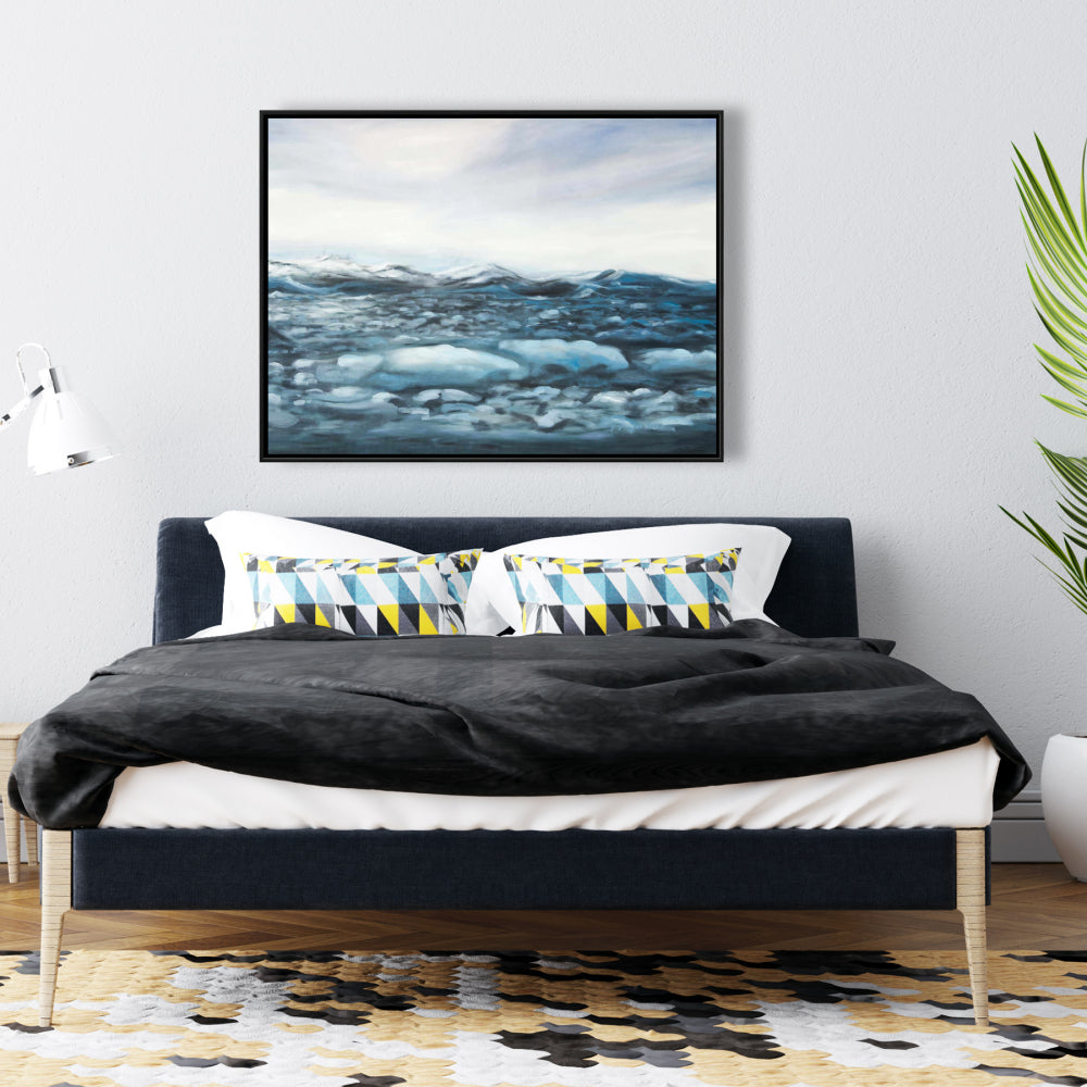 Toile « Glaciers en Islande » | Décoration murale encadrée « Blue Mountains »
