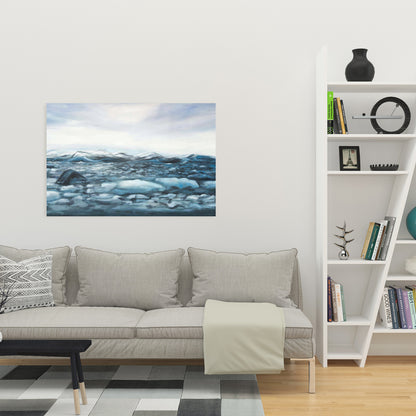 Glaciers in Iceland Canvas - Scandinavian Blue Home Decor