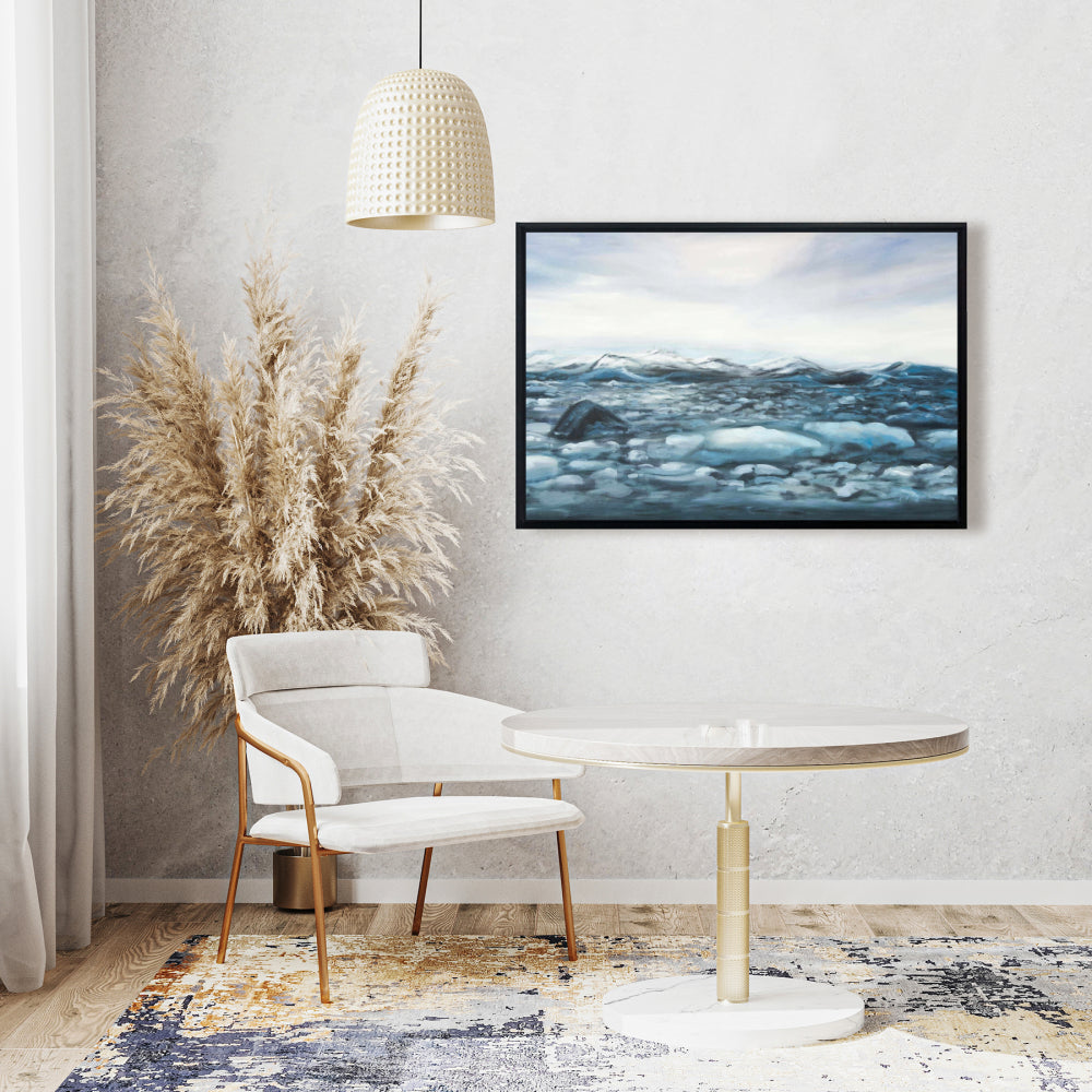 Toile « Glaciers en Islande » | Décoration murale encadrée « Blue Mountains »