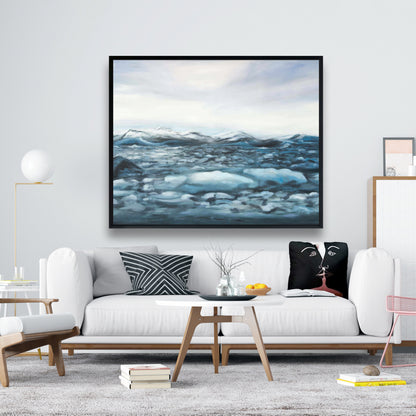 Toile « Glaciers en Islande » | Décoration murale encadrée « Blue Mountains »