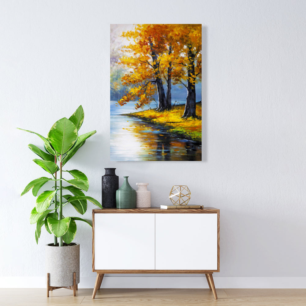 Two Trees by the Lake Canvas | Bedroom Wall Art Decor