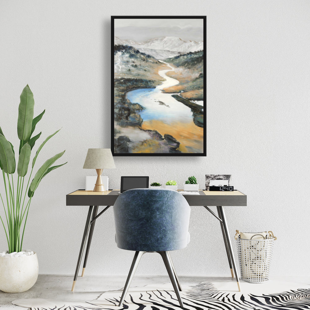 Toile Paysage contemporain bleu | Décoration d'intérieur encadrée