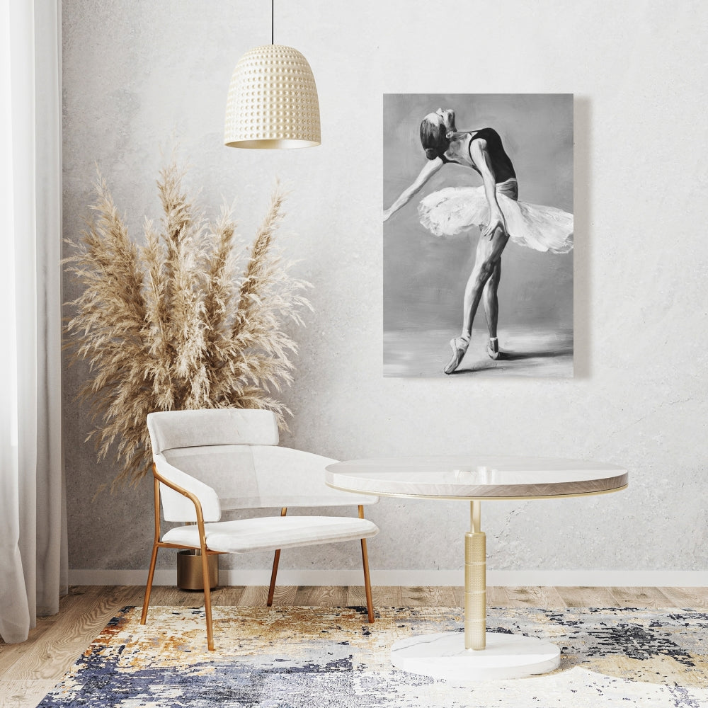 Toile encadrée « Danseuse de ballet classique » | Décoration d'intérieur monochrome