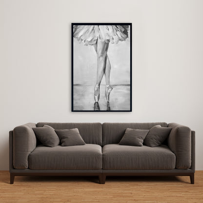 Ballet Classic Steps Monochrome Framed Canvas | Home Decor