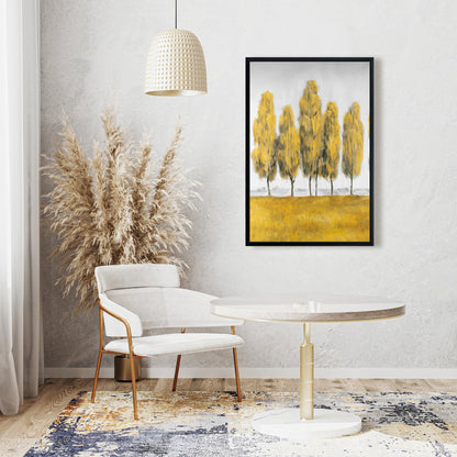 Abstract Yellow Trees Canvas - Contemporary Bedroom Decor