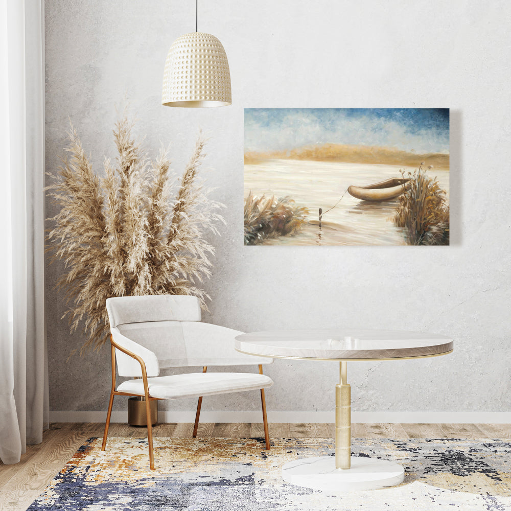 Abandoned Boat Canvas | Blue Coastal Art for Home Decor