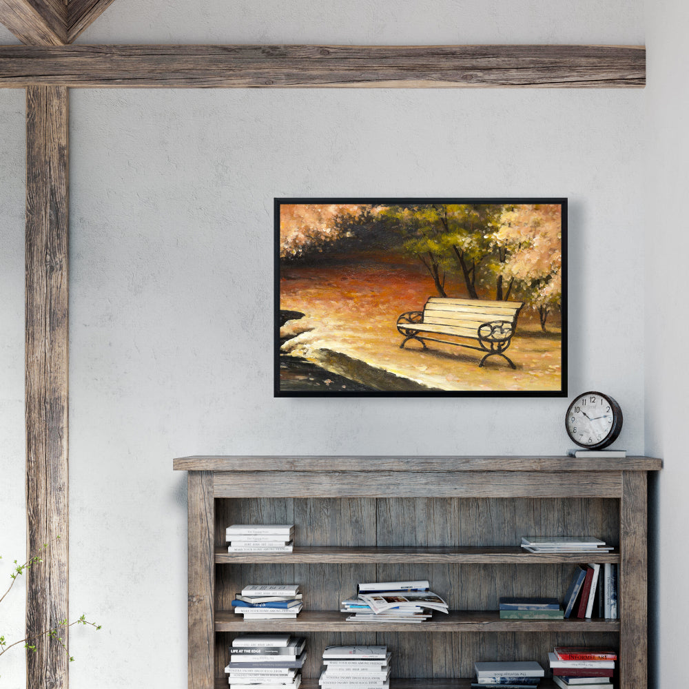 Toile encadrée Paysages bruns - Banc de parc par Fall Decor