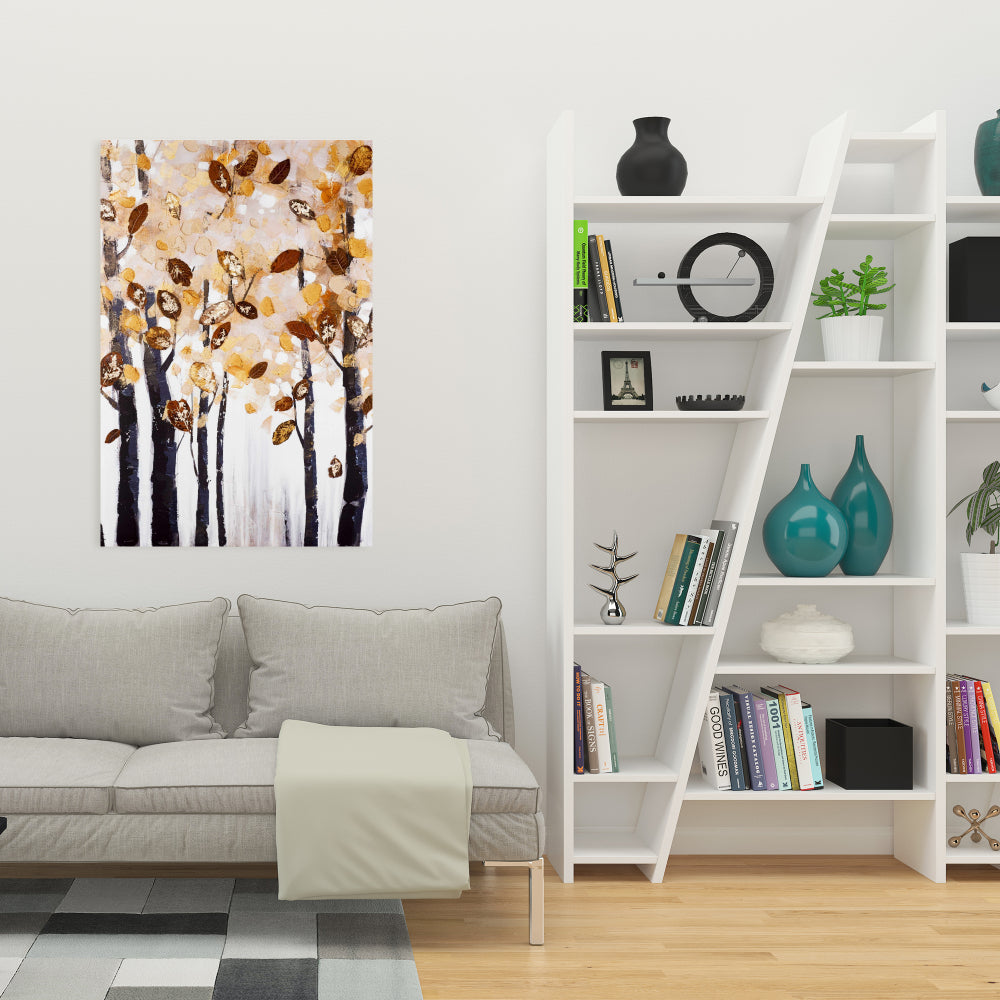 Texturized Leaves Trees Canvas | Contemporary Bedroom Decor