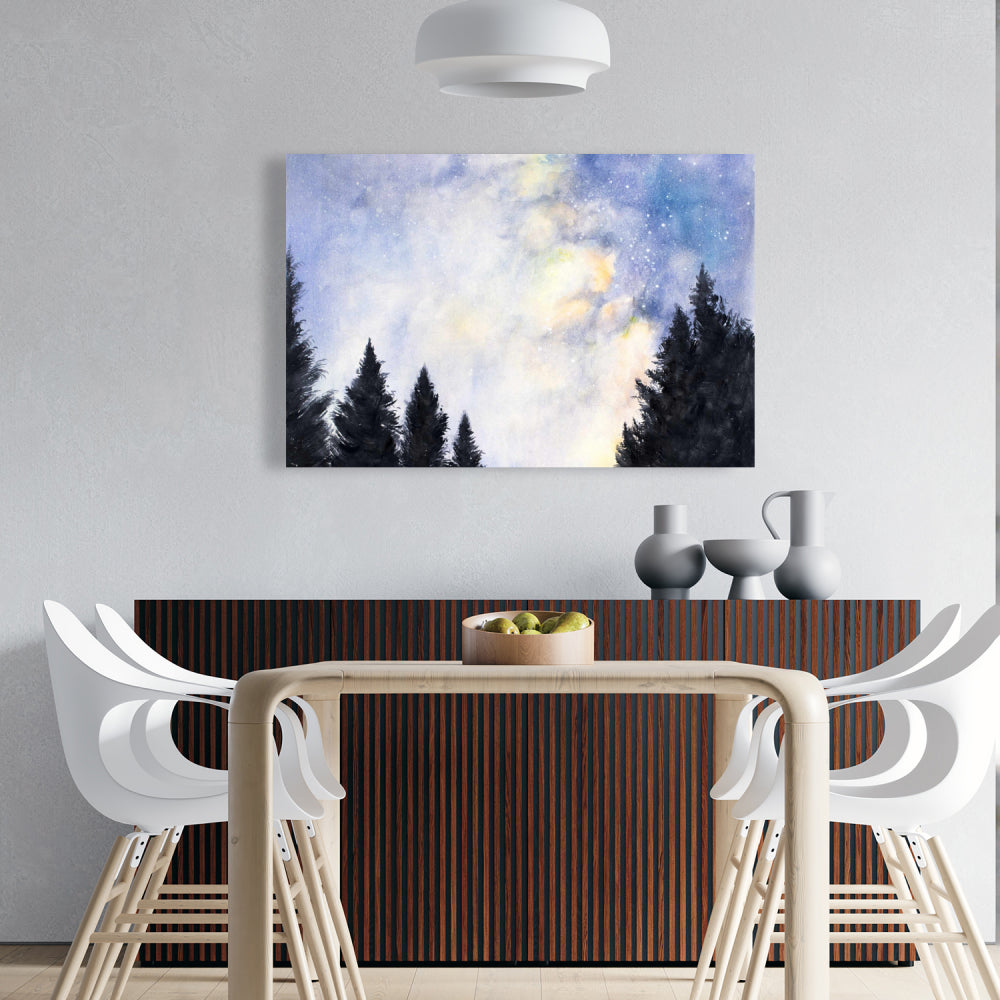 Toile Forêt étoilée | Décoration murale pour chambre à coucher
