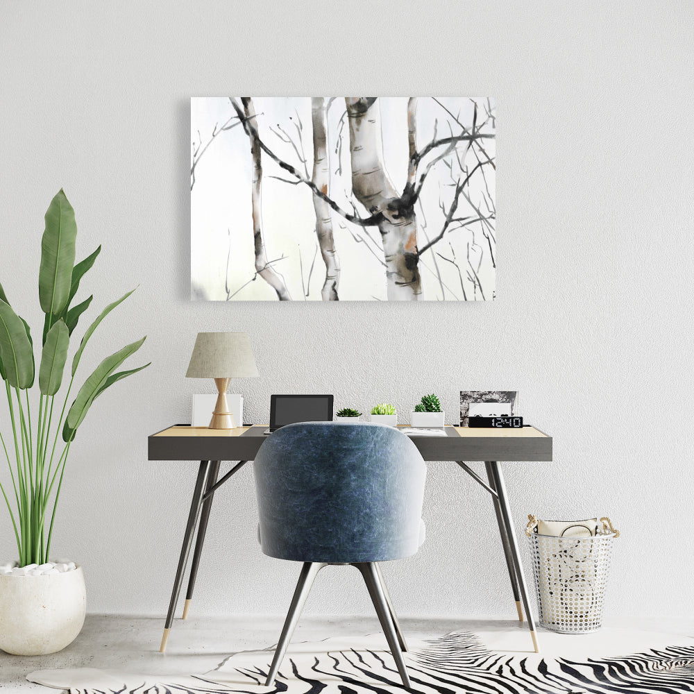 Three Birches Trees Minimalist Canvas | Home Decor Wall Art