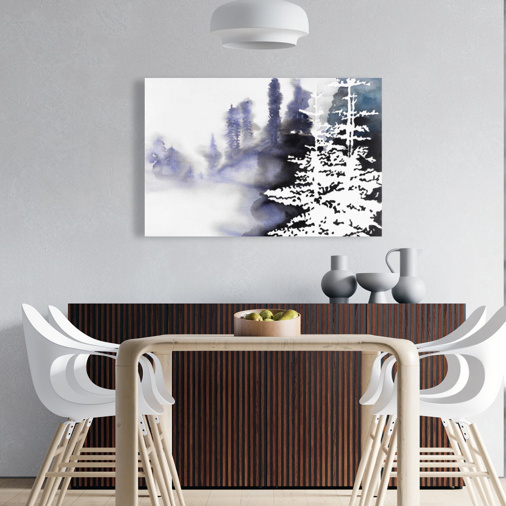 Silhouette of a Forest - Blue Canvas | Bedroom Landscape Decor