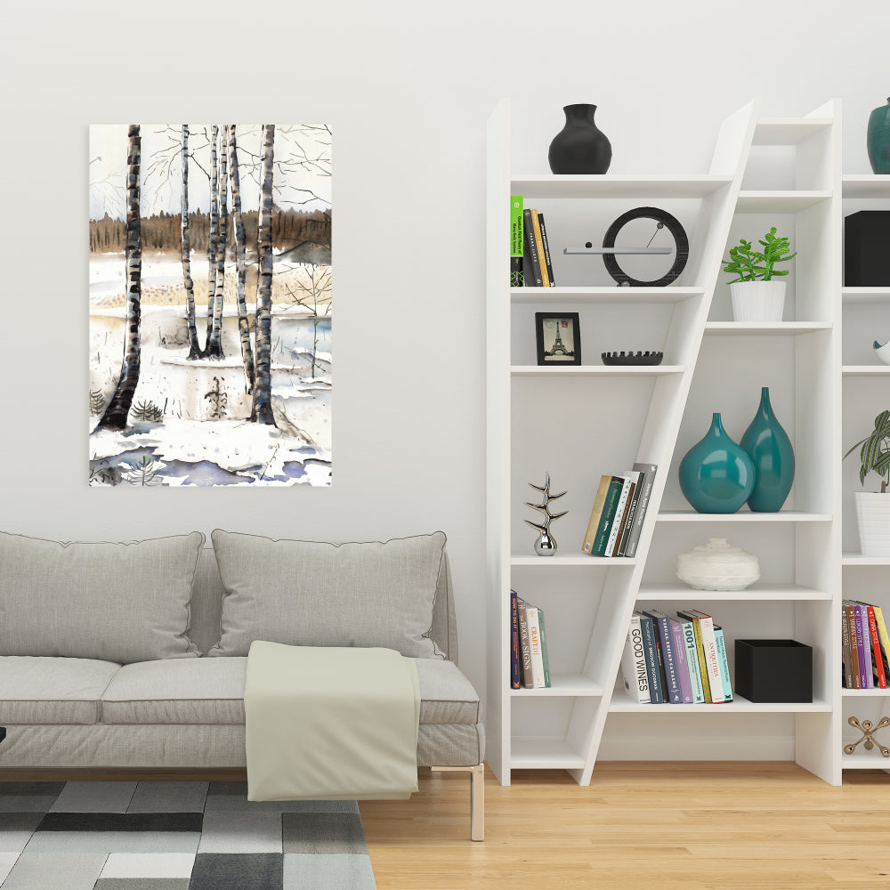Winter Swamp Canvas | Rustic Bedroom Landscape Home Decor