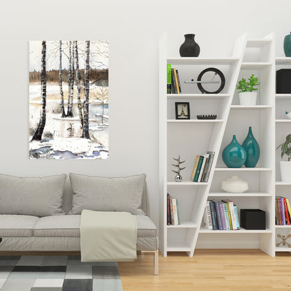 Winter Swamp Canvas | Rustic Bedroom Landscape Home Decor
