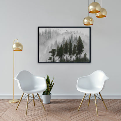 Mountains Landscape Dark Watercolor Canvas | Livingroom Decor