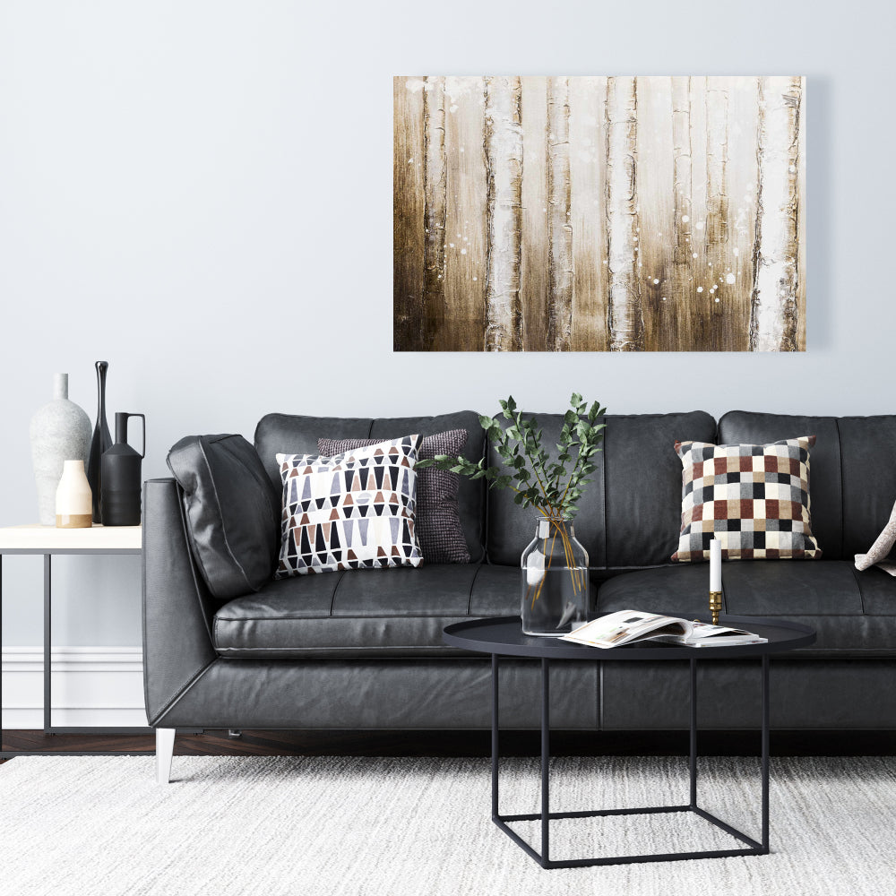 Texturized Abstract Forest Canvas - Modern Brown Bedroom Decor