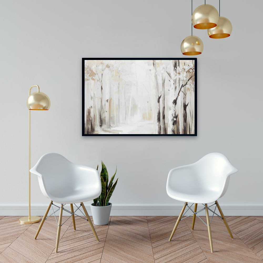 Winter Forest Modern Bedroom Canvas - Framed Home Decor