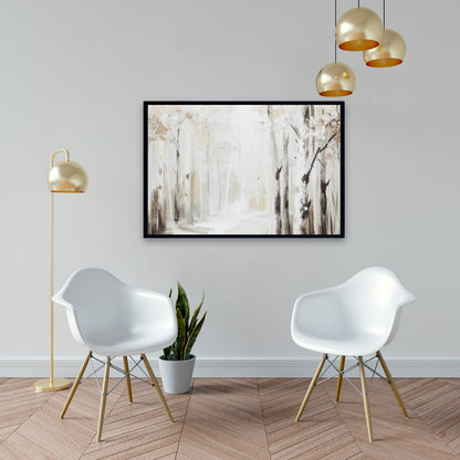 Winter Forest Modern Bedroom Canvas - Framed Home Decor