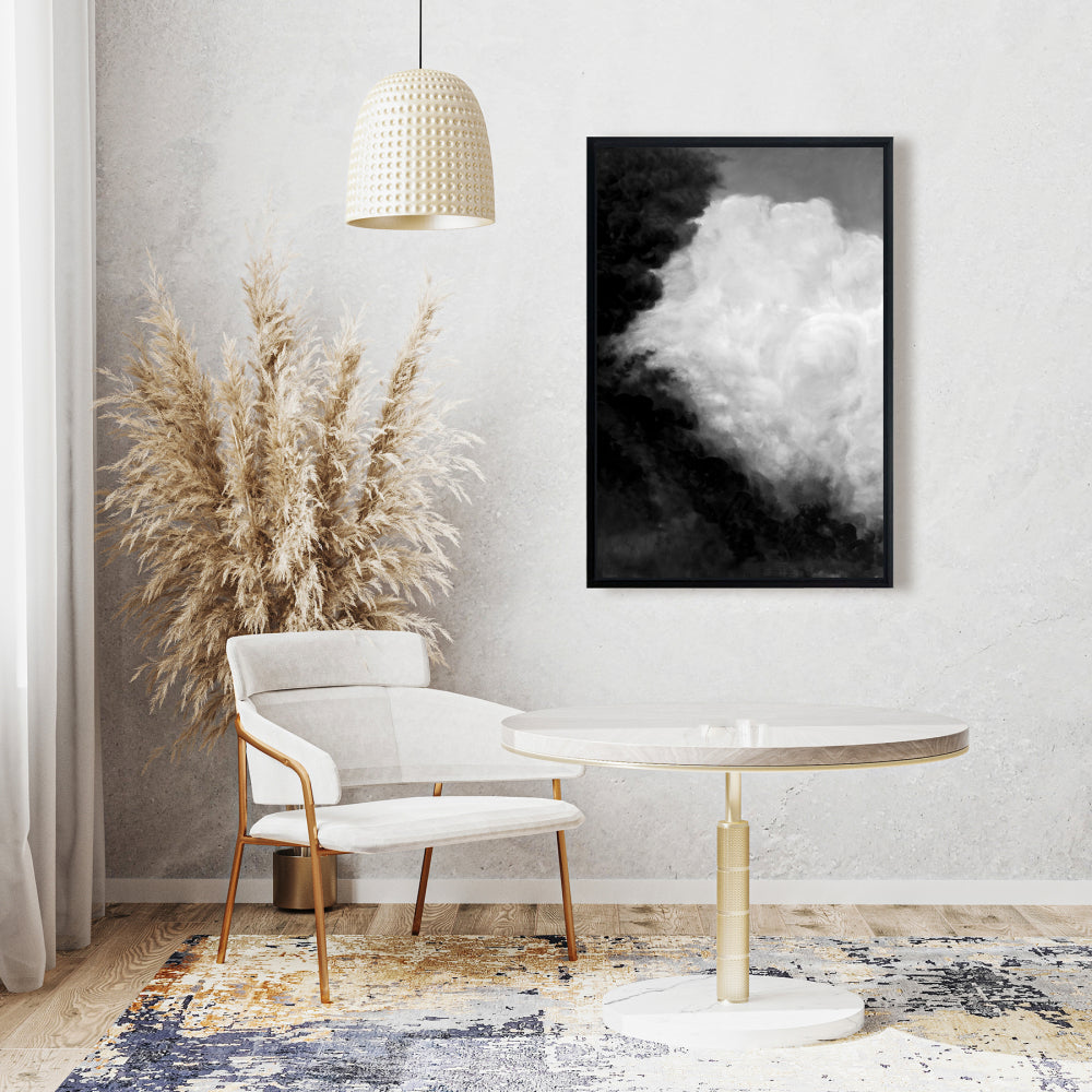 Toile « Nuages monochromes sombres » | Décor de montagnes encadrées
