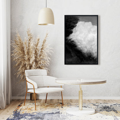 Toile « Nuages monochromes sombres » | Décor de montagnes encadrées