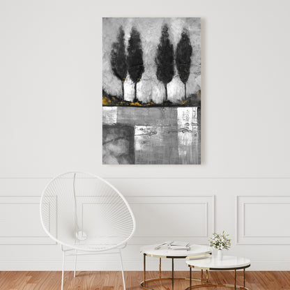 Grayscale Industrial Landscape Canvas - Gray Livingroom Decor