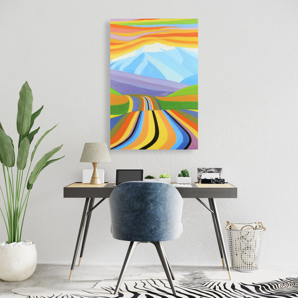 Mountain Road Multicolored Canvas - Landscapes Bedroom Decor