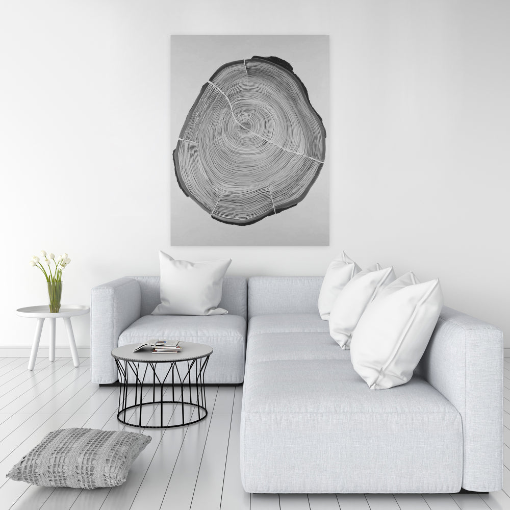 Grayscale Wood Log Canvas | Trees Gray Home Decor Wall Art