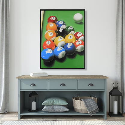 Pool Table Canvas - Hyperrealist Man Cave Decor | Framed Art