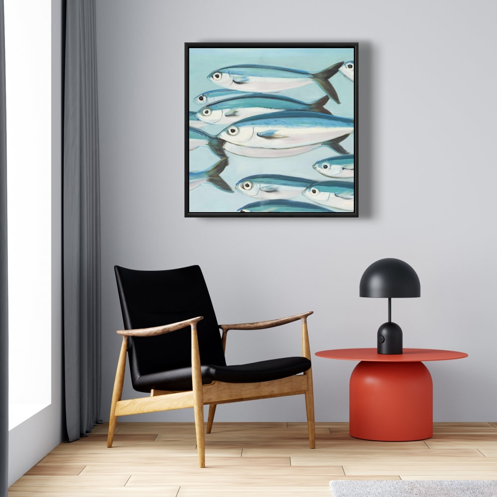 Toile Bleu Marine - Décor Petits Poissons Caesio Caerulaurea