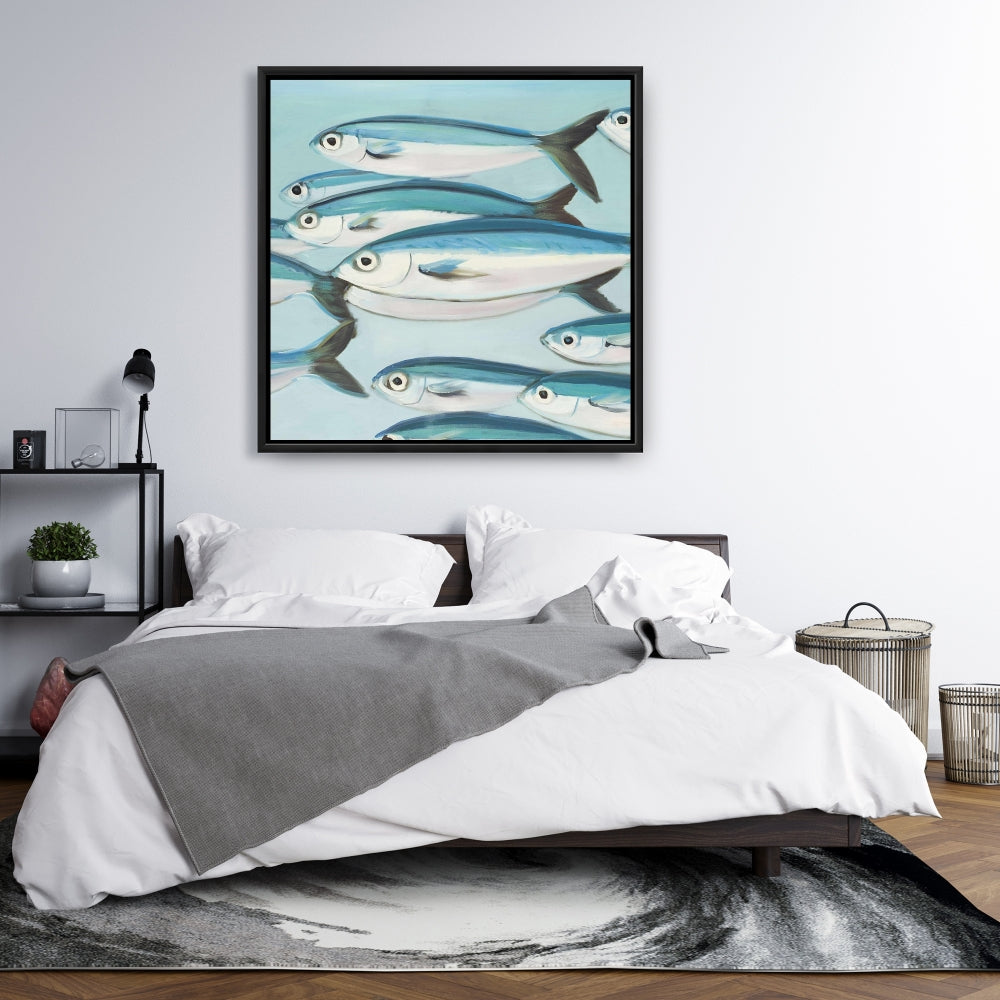 Toile Bleu Marine - Décor Petits Poissons Caesio Caerulaurea